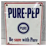 1952 Pure-Pep Porcelain Pump Plate Sign, 10×12 Inches