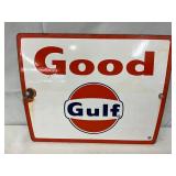 Good Gulf 11 1/2 x 8 1/2 Porcelain Pump Plate Sign