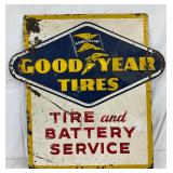 1954 Goodyear Tires Embossed Metal Single-Sided Sign, 30×30 Inches