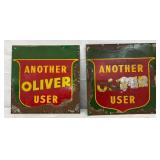 Two 12×12-Inch Metal ‘Another Oliver User’ Signs