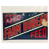 1954 Farm Bureau Feed Steel Sign, 60in x 36in, A.M. Sign Co.