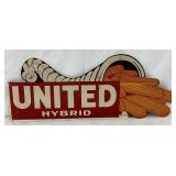 United Hybrid Die-Cut Emb.  Advertising Sign, 20in x 8in