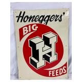 Emb. Honegger’s Big H Feeds Metal Sign, 12×17in. 