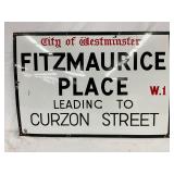 SSP, “Fitzmaurice Place, W.1,” Street Sign 35 x 24in.