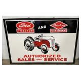 Ford Tractor and Dearborn Farm Equipment Authorized Sales and Service Emb. Sign with Wooden Frame