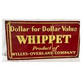 Early Willys-Overland Company ‘Whippet’ Advertising Sign, 22 1/2 x 12 Inches