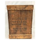 Wooden Sinclair Oils Crate Box with Opaline Motor Oil Stencil, 11 x 15 in.