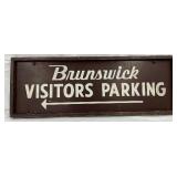 Brunswick Visitors Parking SS Wooden Sign, Self-Framed, 37×13in.
