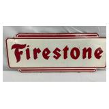 Firestone 12 1/2×5-Inch Metal Sign with Red and White Design