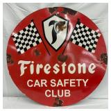 30-Inch Single-Sided Porcelain Firestone Car Safety Club Sign