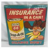 Phillips 66 Insurance in a Can Trop-Artic Cardboard Advertising Sign, 15.5 x 17 