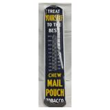 Porcelain Mail Pouch Tobacco Advertising Thermometer, 8×39 Inches