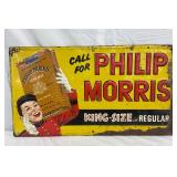 Embossed Metal Philip Morris Advertising Sign by Stout Sign Co., 27×15