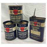 4 Keystone Lubricant Cans, Including 3 One pd. Specialized Lubricants and 1 One-Pound Condensed Oil 