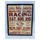 Framed Wilson County Speedway Racing Poster, 24×29.5 Inches