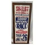 Framed Paper Poster for Shelby Fairgrounds Grand National Race, 17×41 1/2