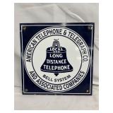 8-Inch Porcelain American Telephone & Telegraph Co. Bell System Sign