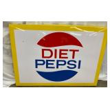 1968 Metal Embossed Diet Pepsi Advertising Sign, 45×32 Inches