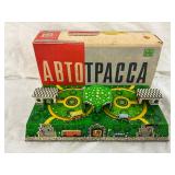 9 1/2″ x 4 1/2″ Abtotpacca Foreign Tin Toy Playset with Cars and Landscape