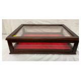 22 1/2×6 Countertop Open-Top Display Case with Plastic Panels and Red Interior