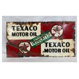 Double-Sided Texaco Motor Oil Porc Sign