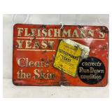 Fleischmann’s Yeast Embossed Metal Advertising Sign, 9×6 Inches