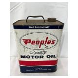 Vintage Peoples Gas Stations Two-Gallon Motor Oil Can