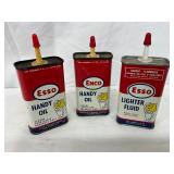 Esso and Enco Handy Oilers and Lighter Fluid Cans, 4 Oz Each with Drip Spouts