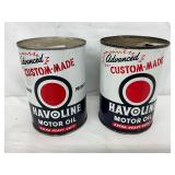 Vintage Havoline Texaco Motor Oil Cans, Advanced Custom-Made Design