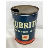 1-Quart Socony Lubrite Motor Oil Can with Pegasus Logo