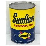 Sunfleet Motor Oil One-Quart Metal Can by Sunoco with Automotive Graphics