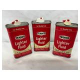 Three Texaco 4 Ounce Lighter Fluid Cans