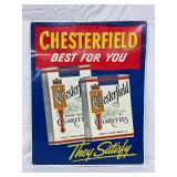 23 1/2×29 Embossed Metal Chesterfield Cigarette Sign with Two Packs