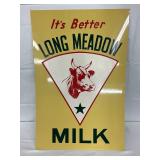 24×36 Inch Long Meadow Milk Metal Sign With Cow Graphic