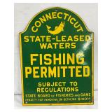 Connecticut State-Leased Waters ‘Fishing Permitted’ Porcelain Sign, 9×12 Inches