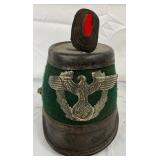 German WWII-Era Forestry Official’s Leather Shako with Green Wool Cover