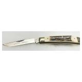 Parker Cut Co. Folding Knife with Stag Handle and Stainless Steel Blade