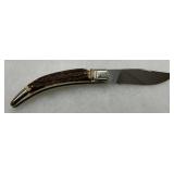 A.G.A. Campolin Folding Knife with Stag Horn Handle and Stainless Steel Blade