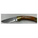 Boker Solingen Folding Knife with Brass and Wood Handle