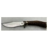 Colt Fixed Blade Hunting Knife with Stag Handle and Brass Accents