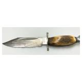 Fixed Blade Knife with Stag Handle and Crossguard