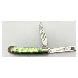 Vietnam Commemorative Folding Knife with Green Handle and Solingen Steel Blades