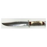 Linder Bowie Knife with Stag Handle and Stainless Steel Blade