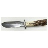 Fixed Blade Knife with Antler Handle and Stainless Steel Blade