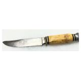 Solingen Germany Fixed Blade Knife with Stag Handle and Metal Pommel