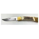 Buck 110 Folding Knife with Brass Bolsters and Stag Handle