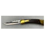 Buck Model 110 Folding Knife with Brass Bolsters and Wood Handle