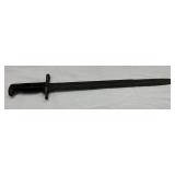 Military Bayonet with Steel Blade and Black Ribbed Handle