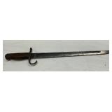 Military Bayonet with Steel Blade and Black Ribbed Handle