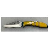 Spyderco V8T10 Folding Knife with Yellow Multicolor Inlay Handle